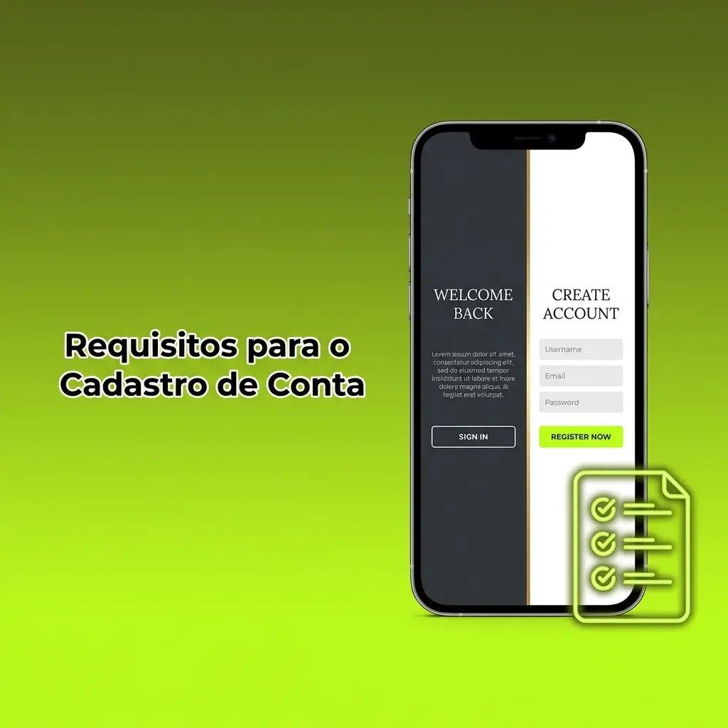 Requisitos para cadastro de conta: idade mínima 18 anos, uma conta por usuário e dados verídicos obrigatórios.