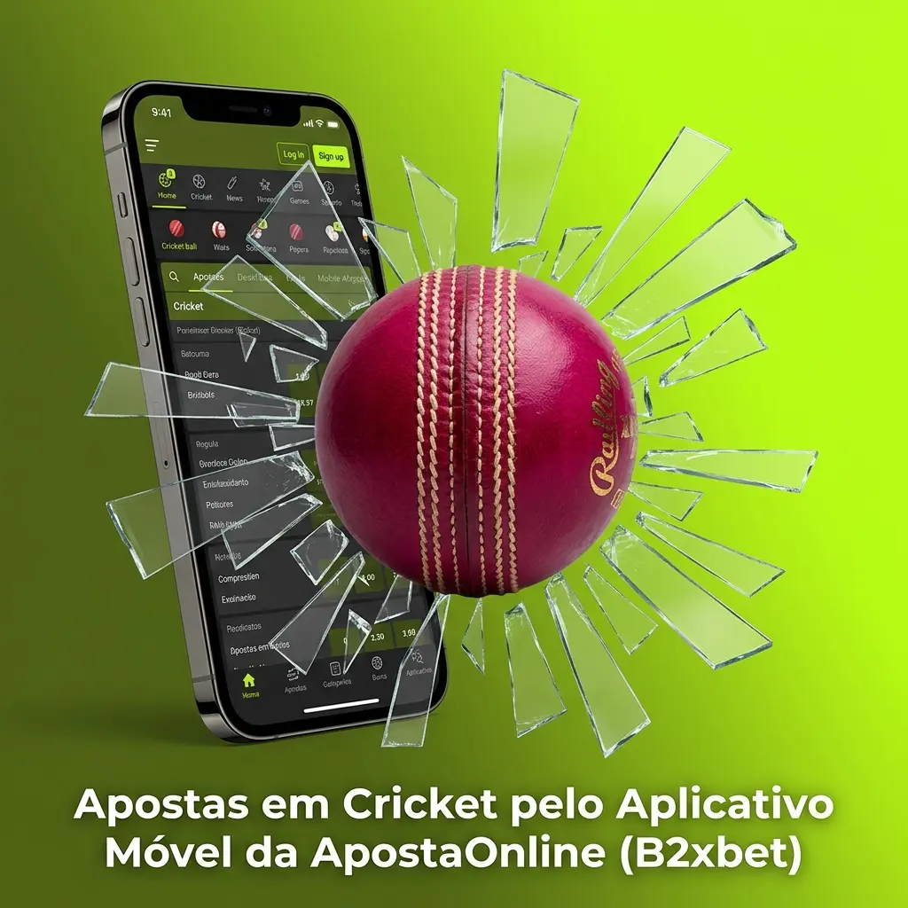 Aplicativo ApostaOnline B2xbet para apostas em cricket no Android e iOS com mercados ao vivo e gestão de conta