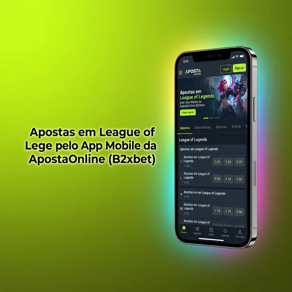 Apostas em League of Legends pelo app mobile da ApostaOnline B2xbet com odds ao vivo e mercados variados
