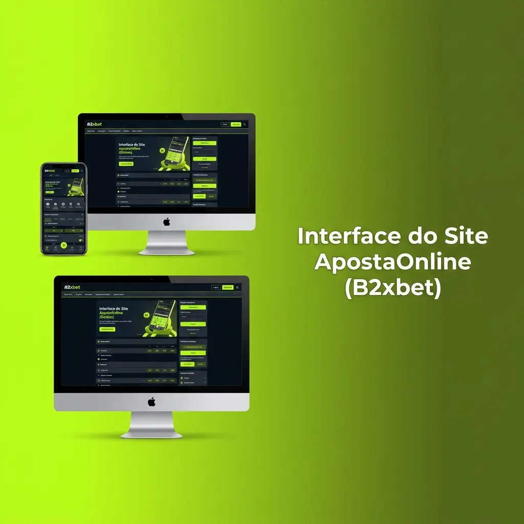 Interface do site ApostaOnline B2xbet com menu de Esportes, Ao Vivo, Cassino, eSports e Promoções